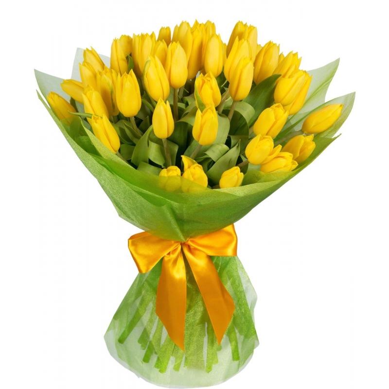 Жёлтые тюльпаны в органзе